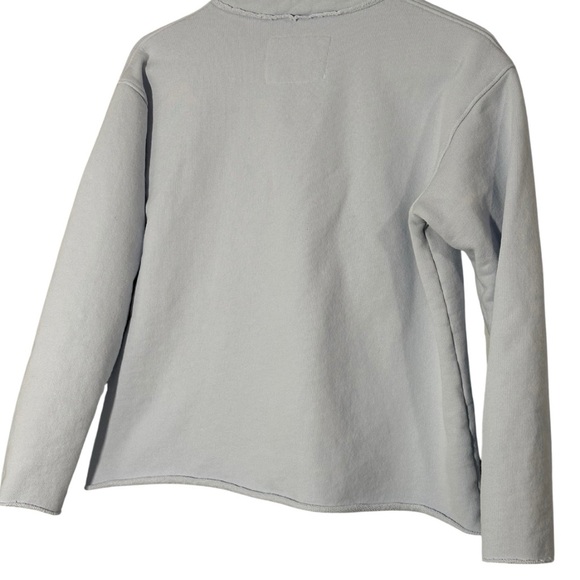 Frank & Eileen Popover Henley Top Cotton Raw Hem Triple Fleece in Ice Size S - Picture 9 of 9